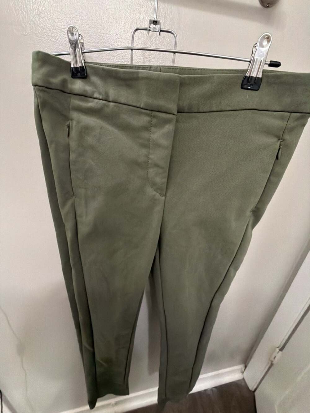 LOFT Women’s Size 4 Olive Green Slim Ankle Pants Zip Pockets Stretch
